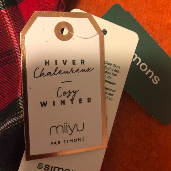 Red plaid check tartan organic cotton cabin lounge check shirt NWT - Picture 8 of 14